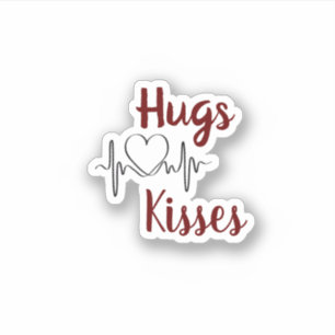 Hugs & kussen met hart Valentijnse sticker