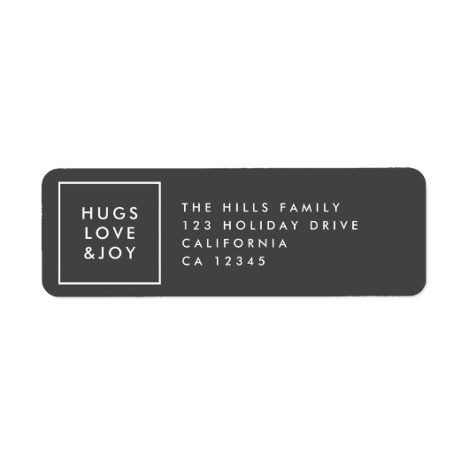 Hugs Love and Joy Stylish Kerstskool Grey Etiket (Voorkant)