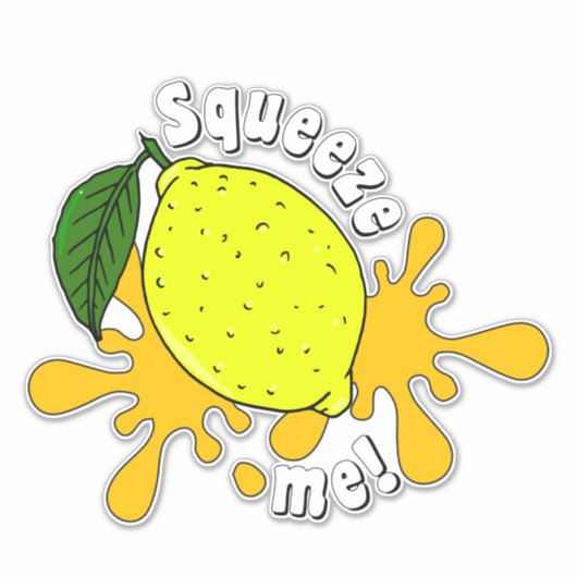 Hugs Squeeze me Fun Lemon Fruit Quote Sticker (Voorkant)