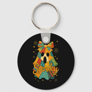 Hugvyn Halloween Patchwork Spooky Ghost Bow Preppy Sleutelhanger