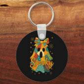 Hugvyn Halloween Patchwork Spooky Ghost Bow Preppy Sleutelhanger (Voorkant)