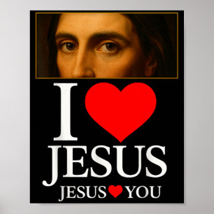Hugvyn Ik hou van Jezus Ik Hart Jezus Geloof Ameri Poster