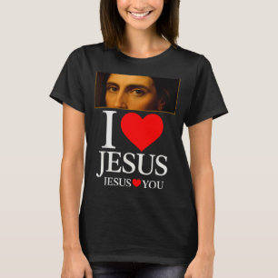 Hugvyn Ik hou van Jezus Ik Hart Jezus Geloof Ameri T-shirt