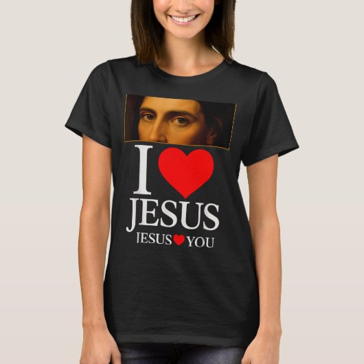 Hugvyn Ik hou van Jezus Ik Hart Jezus Geloof Ameri T-shirt (Voorkant)