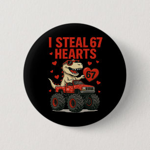 Hugvyn ik steel 67 harten valentijnsdinosaurus mon ronde button 5,7 cm