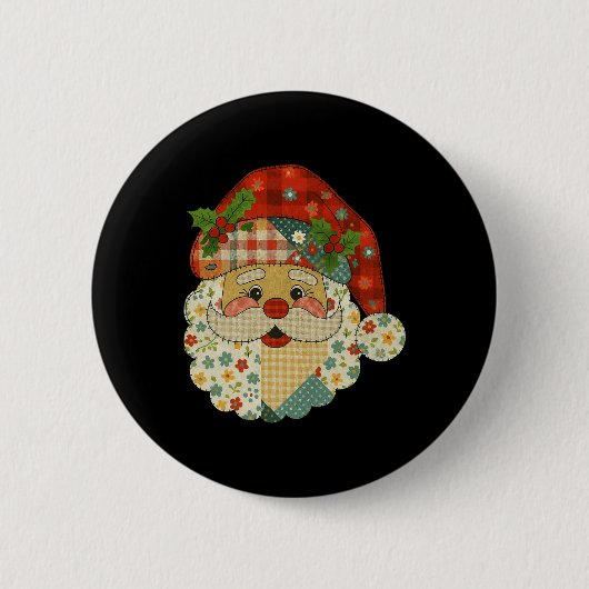 Hugvyn Kerstman Patchwork Matching Fa Ronde Button 5,7 Cm (Voorkant)