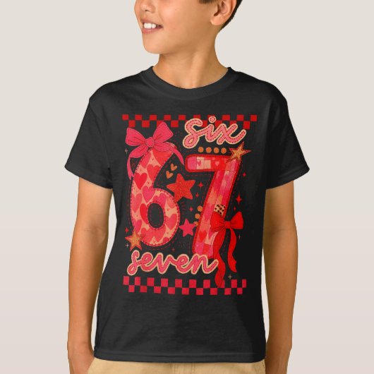 Hugvyn Six Seven Valentine 6 7 Meme Checkered Coqu T-shirt (Voorkant)