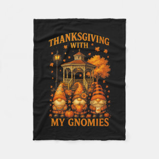Hugvyn Thanksgiving With My Gnomies Fall Autumn Gn Fleece Deken