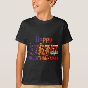 Hugvyn Zes Zeven Meme 67 Hallothanksmas Halloween T-shirt