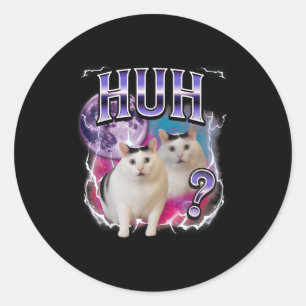 Huh Cat Chonky Meme Grappig Verward Cat Meme Lover Ronde Sticker