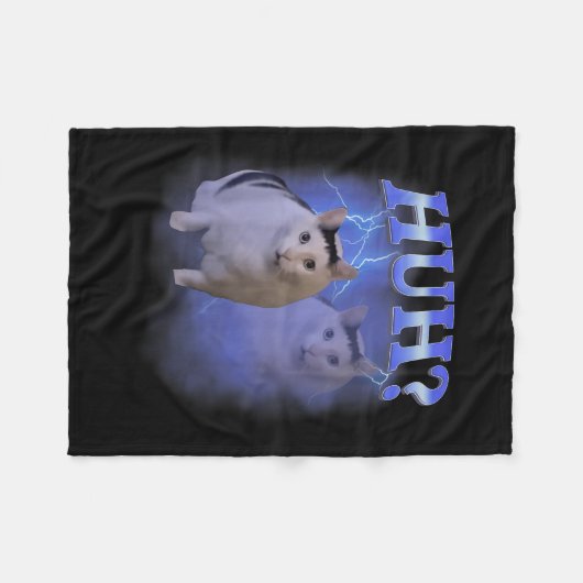 Huh Gekke Cat Meme Funny Oddly Bootleg Specifieke  Fleece Deken (Voorkant (Horizontaal))
