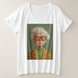 Huh? Oma Portret Grote Maat T-shirt