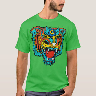 Huichol Aztec Tiger Head T-shirt