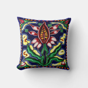 Huichol mexican style lily worpen kussen