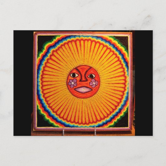 Huichol String Art Sun Mexican Folk Art Briefkaart (Voorkant)