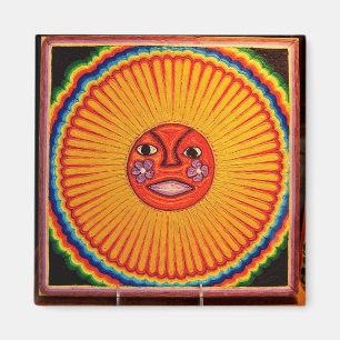 Huichol String Art Sun Mexican Folk Art Magneet