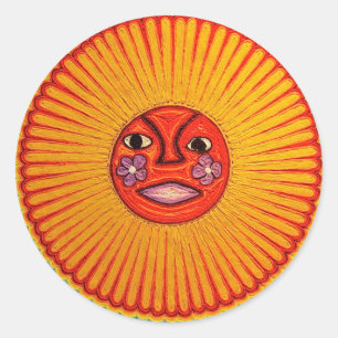 Huichol String Art Sun Mexican Folk Art Ronde Sticker