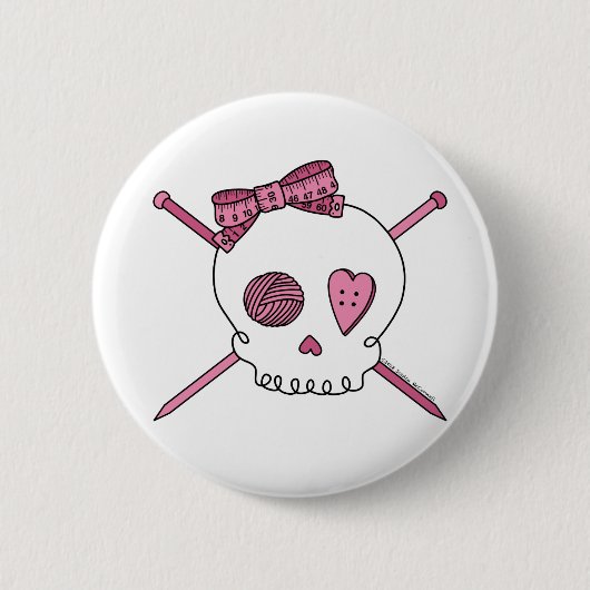Huid- en keelnaalden (roze) ronde button 5,7 cm (Voorkant)