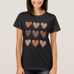 Huid Tone Hearts Afro-Amerikaans Zwart Geschiedeni T-shirt