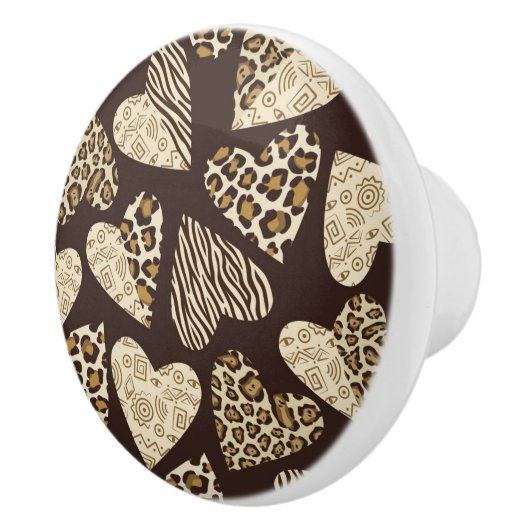 Huid van dieren met hart keramische knop (Rechts)