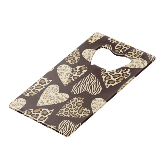 Huid van dieren met hart kredietkaart flessenopener (Achterkant Gekanteld)