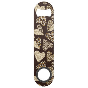 Huid van dieren met hart speed flessenopener