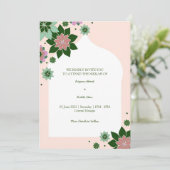 huidige bloem abstracte nikkah uitnodiging (Staand voorkant)