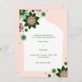 huidige bloemrijke abstracte nikkah uitnodiging (Voorkant / Achterkant)