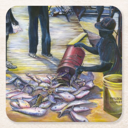 Huidige Menu, Harbor Island Vierkante Kartonnen Onderzetter (Voorkant)