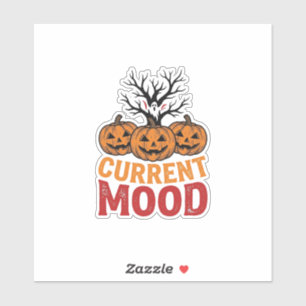 Huidige stemming Halloween Pompoen Vintage Shirt O Sticker