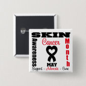 Huidkanker Bewustheid Maand Heart Ribbon Vierkante Button 5,1 Cm (Voorkant /achterkant)