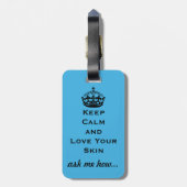 huiduitslag: "Blijf kalm en hou van je huid" Bagagelabel (Achterkant verticaal)