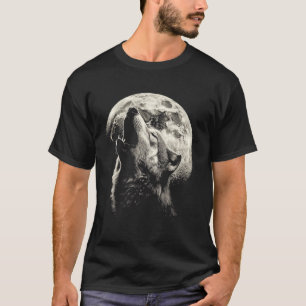 Huilde Wolf bij Volle Maan Fase Cyclus Grunge Tops