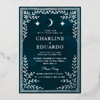 Huile d'argent céleste Faire-part de mariage gothi