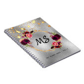 Huile d'argent floral bordeaux journal monogramme (Côté Droit)