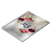 Huile d'argent floral bordeaux journal monogramme (Côté gauche)