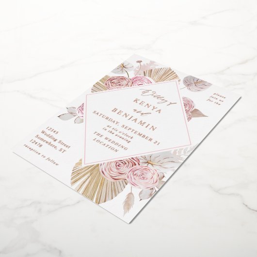 Huile de Faire-part de mariage de Boho rose (Rotation)