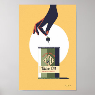 Huile d'olive peut rétro cuisine poster vintage