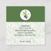 Huile d'Olive Pure Étiquette pour bain et corps fa (Dos)