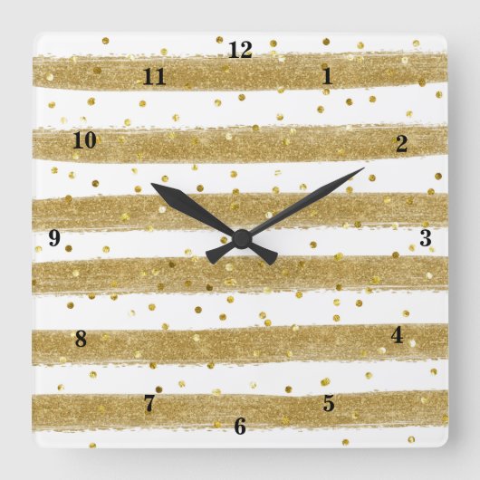 Huile d'or moderne, blanc, bandes, horloge Confett (Recto)