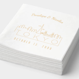 Huile d'or Personnalisé Tokyo Mariage Napkins