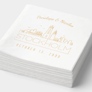 Huile d'or personnalisée Stockholm Mariage Napkins