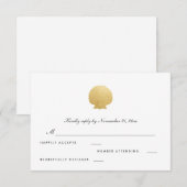 Huile d'or Seashell Faux | Ocean Wedding RSVP (Devant / Derrière)