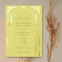 Huile Jaune Art Nouveau Arch Foil Invitation