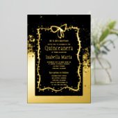 Huile noire et or Quinceañera Invitation Bow (Debout devant)