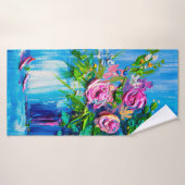 Huile peignant un bouquet de roses. Stage impressi (Serviette de bain)