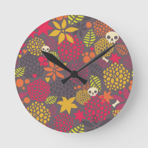Huilen en bloemen. ronde klok
