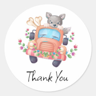 Huilen met Joy Cute Grijze Wolf Ronde Sticker