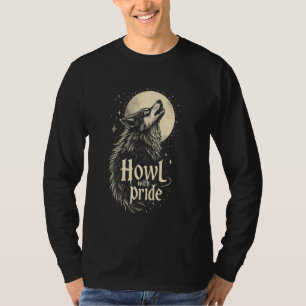 Huilen met trots Tribale Wolf Maan Spiritueel Dier T-shirt