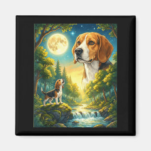 Huilend naar de maan meme dier hond beagle magneet